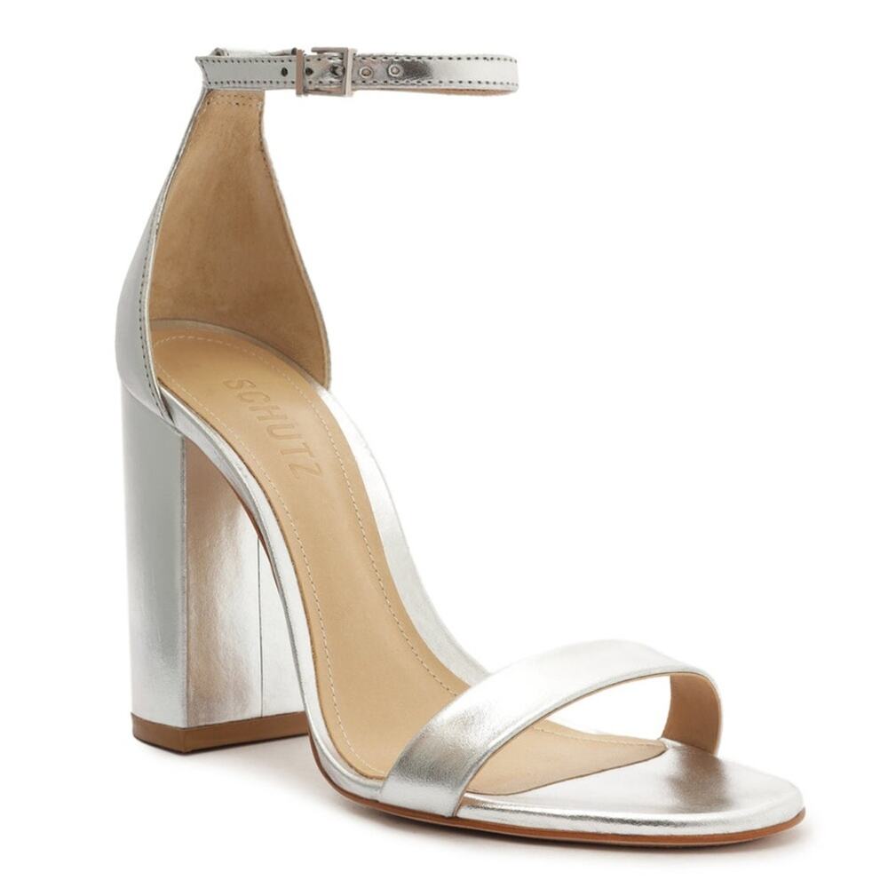 Schutz Cadey Lee Metallic Heels Size 11 New